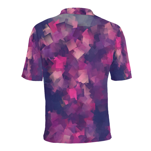 purple pink magenta cubism #modern Men's All Over Print Polo Shirt (Model T55)