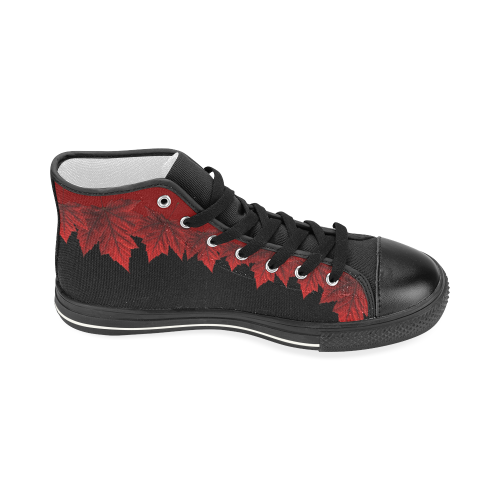 Canada Maple Leaf Sneakers Black Women's Classic High Top Canvas Shoes (Model 017)