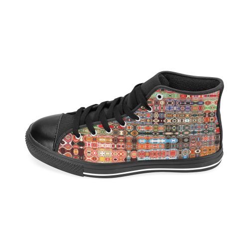 Abstract Mosaic Retro Men’s Classic High Top Canvas Shoes /Large Size (Model 017)