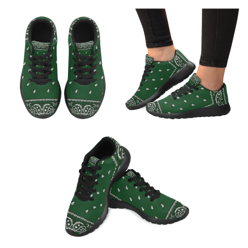 KERCHIEF PATTERN GREEN Women’s Running Shoes (Model 020)