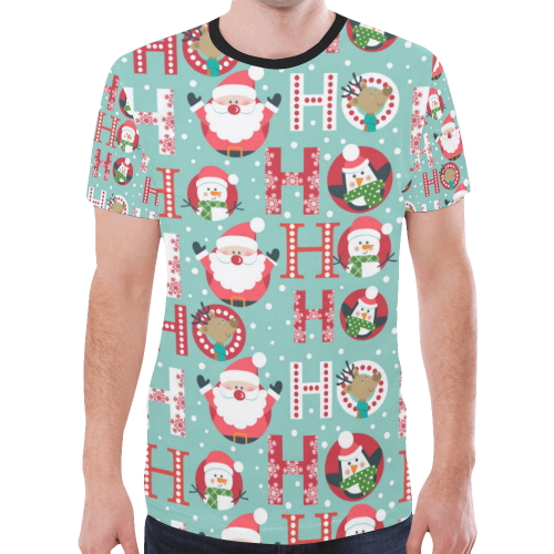 Funny Christmas HOHOHO Santa Claus Pattern New All Over Print T-shirt for Men (Model T45)