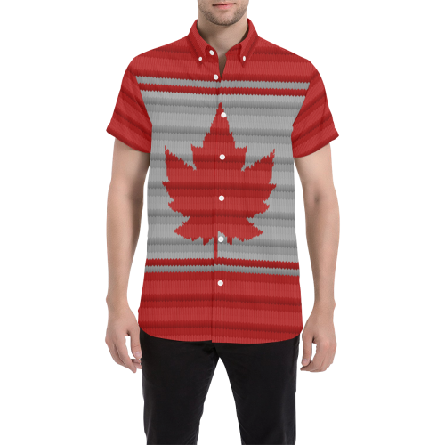 Canada Souvenir Plus Size Shirts Winter Men's All Over Print Short Sleeve Shirt/Large Size (Model T53)