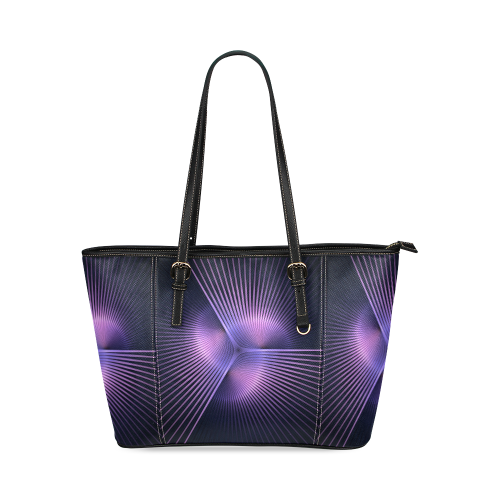 Purple Rays Leather Tote Bag/Large (Model 1640)