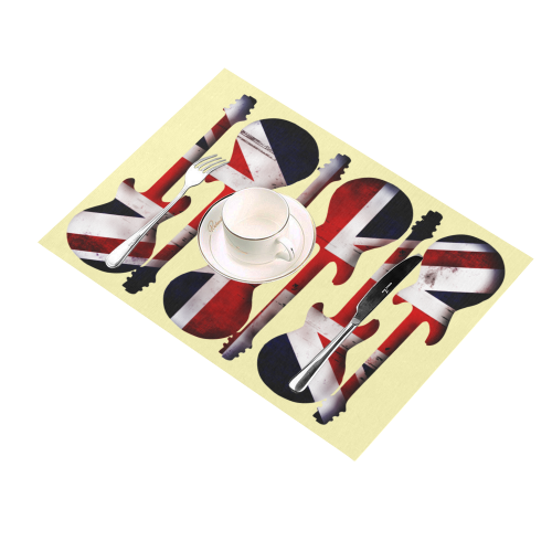 Union Jack British UK Flag Guitars Yellow Placemat 14’’ x 19’’