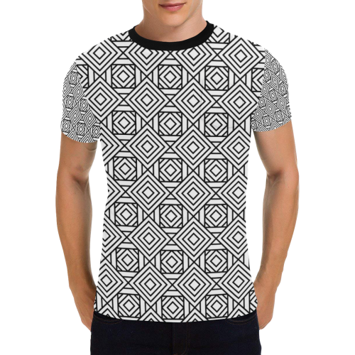 In and Out BW Men's All Over Print T-Shirt with Chest Pocket (Model T56)