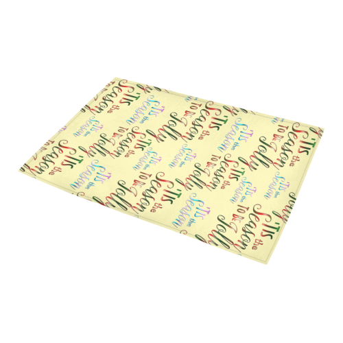 Christmas 'Tis The Season Pattern on Yellow Azalea Doormat 24" x 16" (Sponge Material)