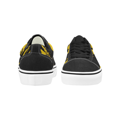 Black and Yellow Paint Splatter Graffiti Men's Low Top Skateboarding Shoes (Model E001-2)