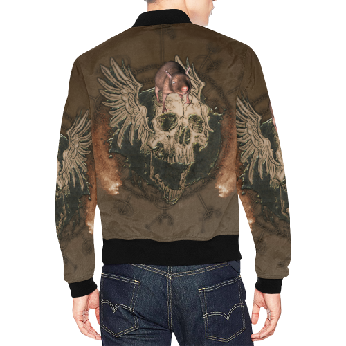 Awesome skull with rat All Over Print Bomber Jacket for Men/Large Size (Model H19)