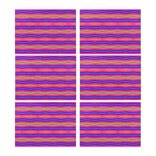 Bright Pink Purple Stripe Abstract Placemat 14’’ x 19’’ (Six Pieces)