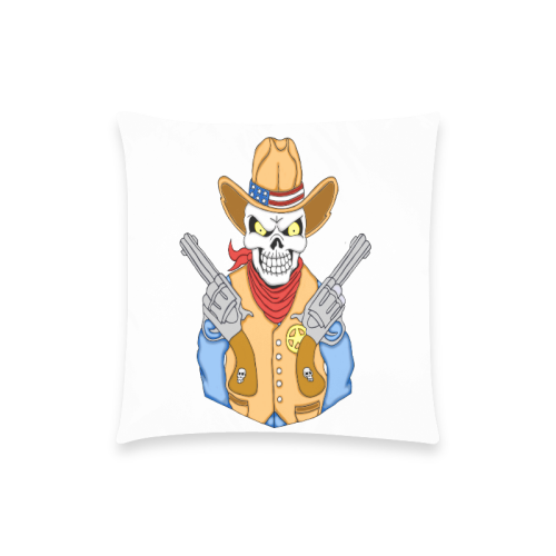 Sheriff Cowboy Sugar Skull Custom  Pillow Case 18"x18" (one side) No Zipper