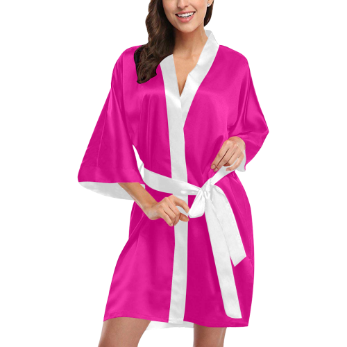 Patchwork Heart Teddy Hot Pink/White Kimono Robe
