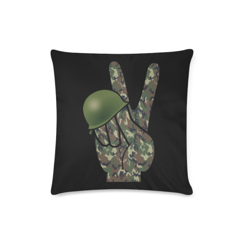 Forest Camouflage Peace Sign on Black Custom Zippered Pillow Case 16"x16"(Twin Sides)