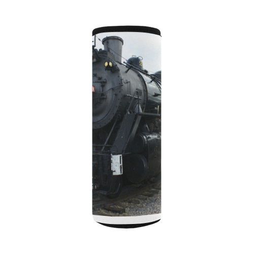 Railroad Vintage Steam Engine on Train Tracks Neoprene Water Bottle Pouch/Large