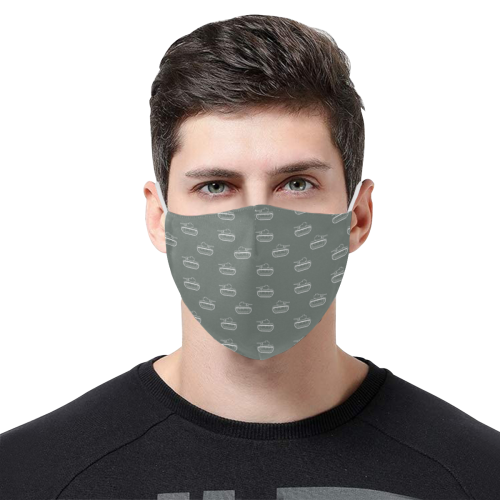 grey military tank pattern community face mask 3D Mouth Mask with Drawstring (2 Filters Included) (Model M04) (Non-medical Products)