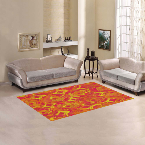 Red, Orange and Yellow Oils Area Rug 5'x3'3''