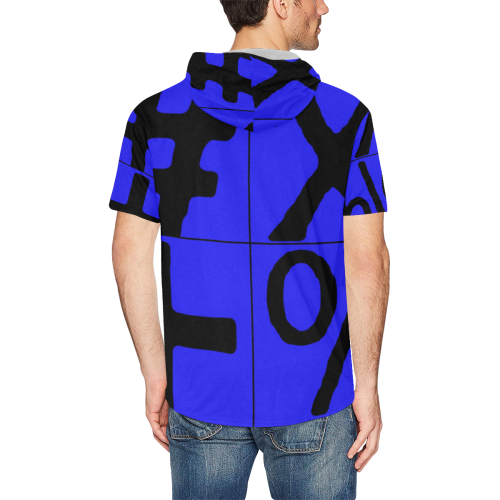 NUMBERS Collection Symbols Black/Royal All Over Print Short Sleeve Hoodie for Men (Model H32)