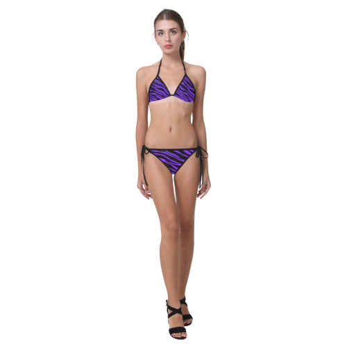 Deep Purple Zebra Stripes Custom Bikini Swimsuit (Model S01)
