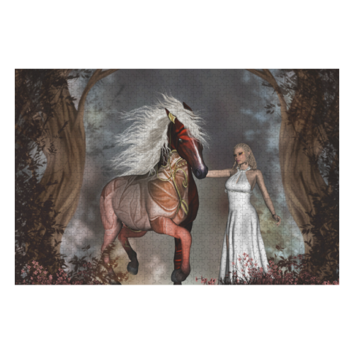 Fantasy horse with fairy 1000-Piece Wooden Photo Puzzles