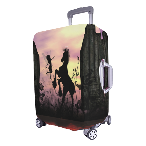 Wonderful fairy with foal in the sunset Luggage Cover/Large 26"-28"