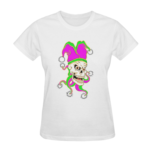 Jester Skull White Women's T-Shirt in USA Size (Two Sides Printing)