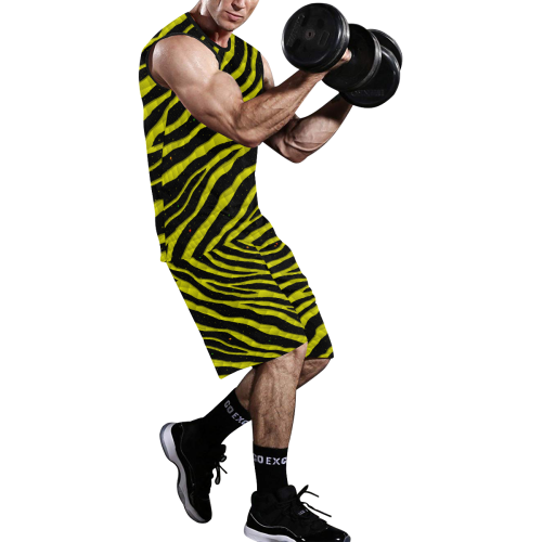Ripped SpaceTime Stripes - Yellow All Over Print Basketball Uniform