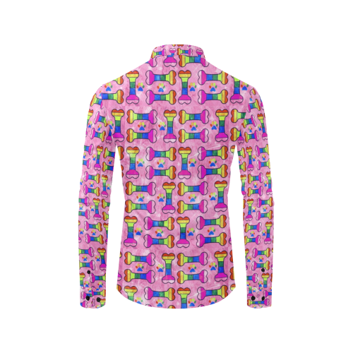 Pride Bones Pink by Nico Bielow Men's All Over Print Casual Dress Shirt (Model T61)