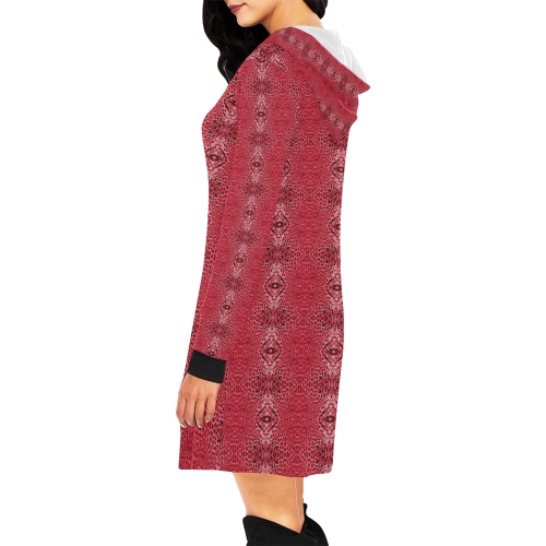 leopard-redskin-2 All Over Print Hoodie Mini Dress (Model H27)