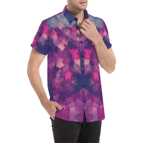 purple pink magenta cubism #modern Men's All Over Print Short Sleeve Shirt/Large Size (Model T53)