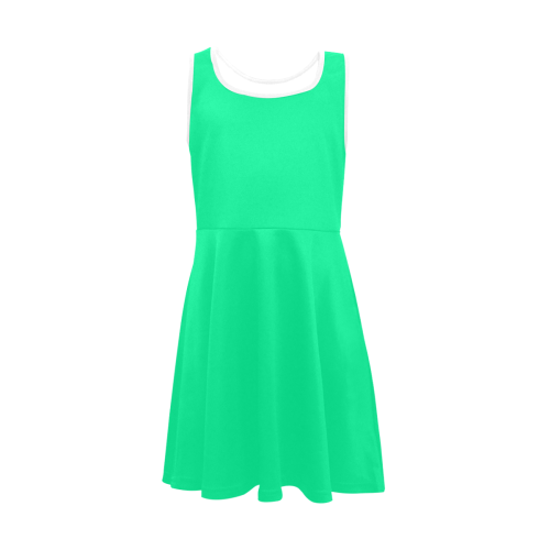 color medium spring green Girls' Sleeveless Sundress (Model D56)