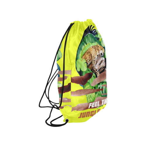 Leann Jungle vibes yellow Medium Drawstring Bag Model 1604 (Twin Sides) 13.8"(W) * 18.1"(H)