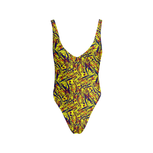 colorful abstract Sexy Low Back One-Piece Swimsuit (Model S09)