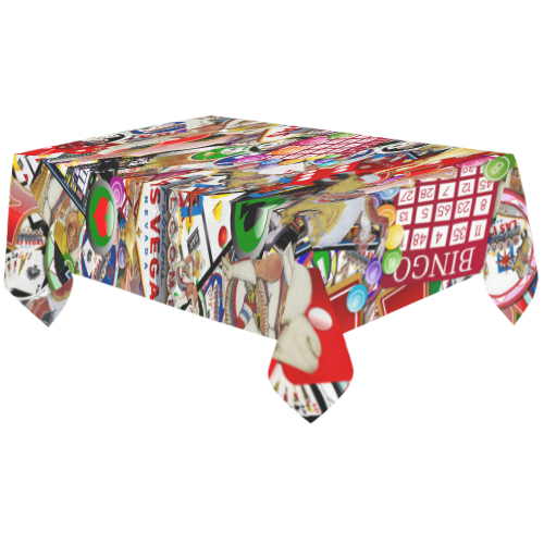 Gamblers Delight - Las Vegas Icons Cotton Linen Tablecloth 60"x120"