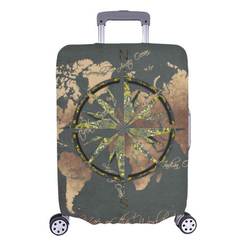 world map wind rose #map #worldmap Luggage Cover/Large 26"-28"