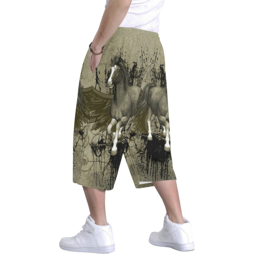 Wild horse with wings Men's All Over Print Baggy Shorts (Model L37)