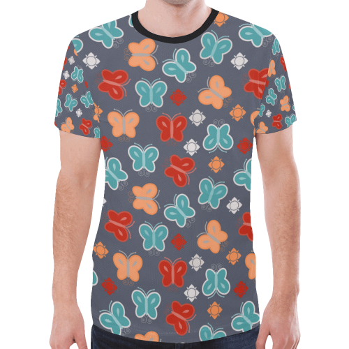 butterfly pattern New All Over Print T-shirt for Men/Large Size (Model T45)