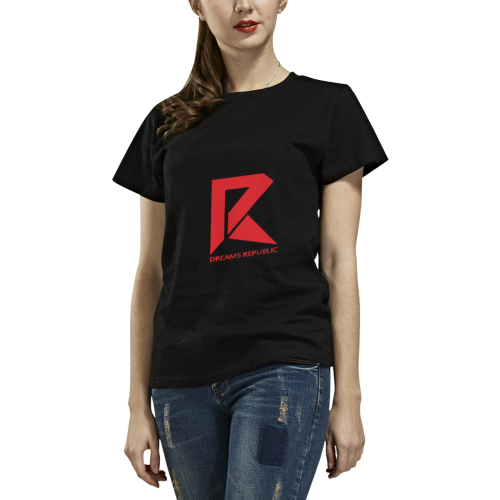 T-Shirt for Women(Black and Red) All Over Print T-Shirt for Women (USA Size) (Model T40)