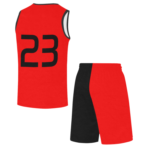 Team Basketball Uniforms Number 23 Red and Black All Over Print Basketball Uniform