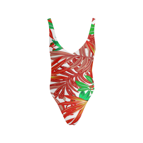 Pretty Leaves 4B by JamColors Sexy Low Back One-Piece Swimsuit (Model S09)