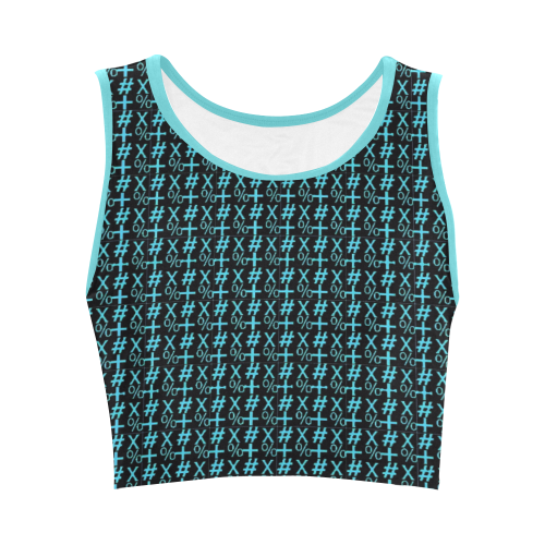 NUMBERS Collection Symbols Teal Women's Crop Top (Model T42)