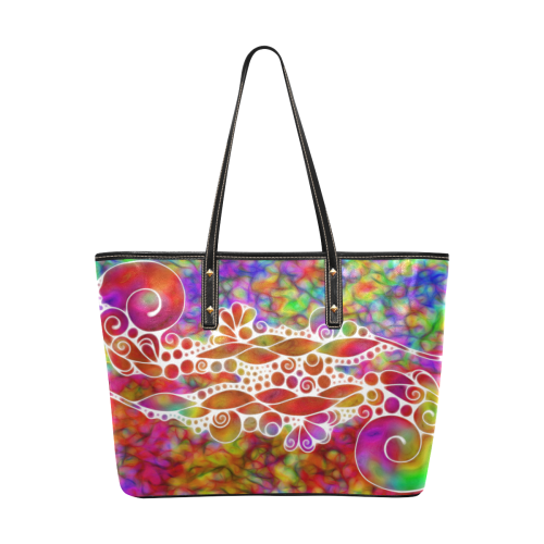 Sketching Art - Power Ornaments 1 Chic Leather Tote Bag (Model 1709)
