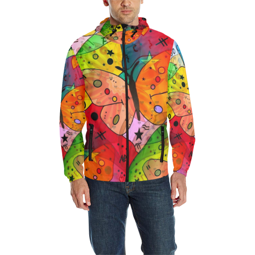 Butterfly Popart by Nico Bielow All Over Print Quilted Windbreaker for Men (Model H35)