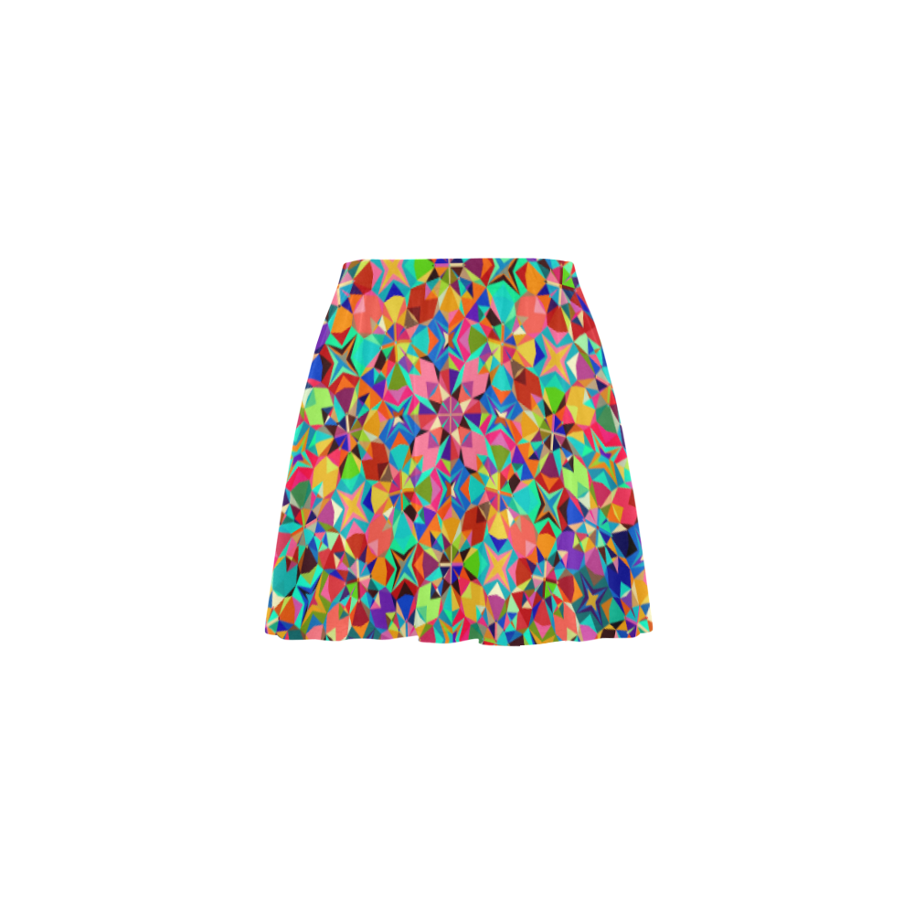 Multicolored Geometric Pattern Mini Skating Skirt (Model D36) ID