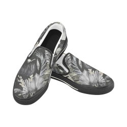 Watercolor dark jungle Women's Slip-on Canvas Shoes (Model 019)