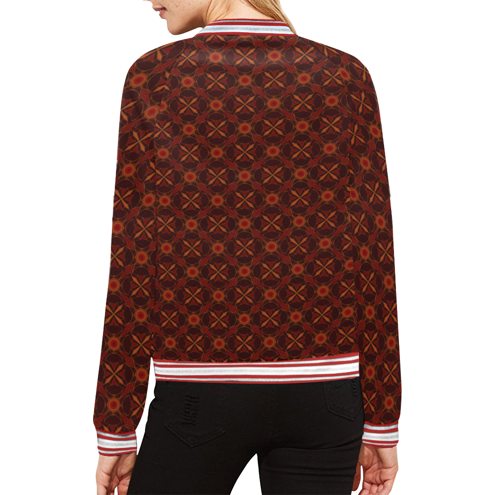 Mosaic Print Pattern Women Casual Bomber Jacket main image 1