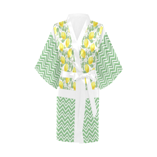 Lemons With Chevron Kimono Robe
