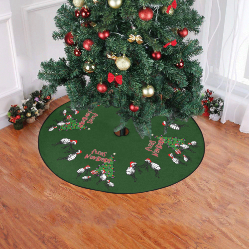 Christmas Fleas Navidad Green Christmas Tree Skirt 47" x 47"