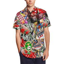 Las Vegas Icons - Gamblers Delight Men's Short Sleeve Shirt with Lapel Collar (Model T54)