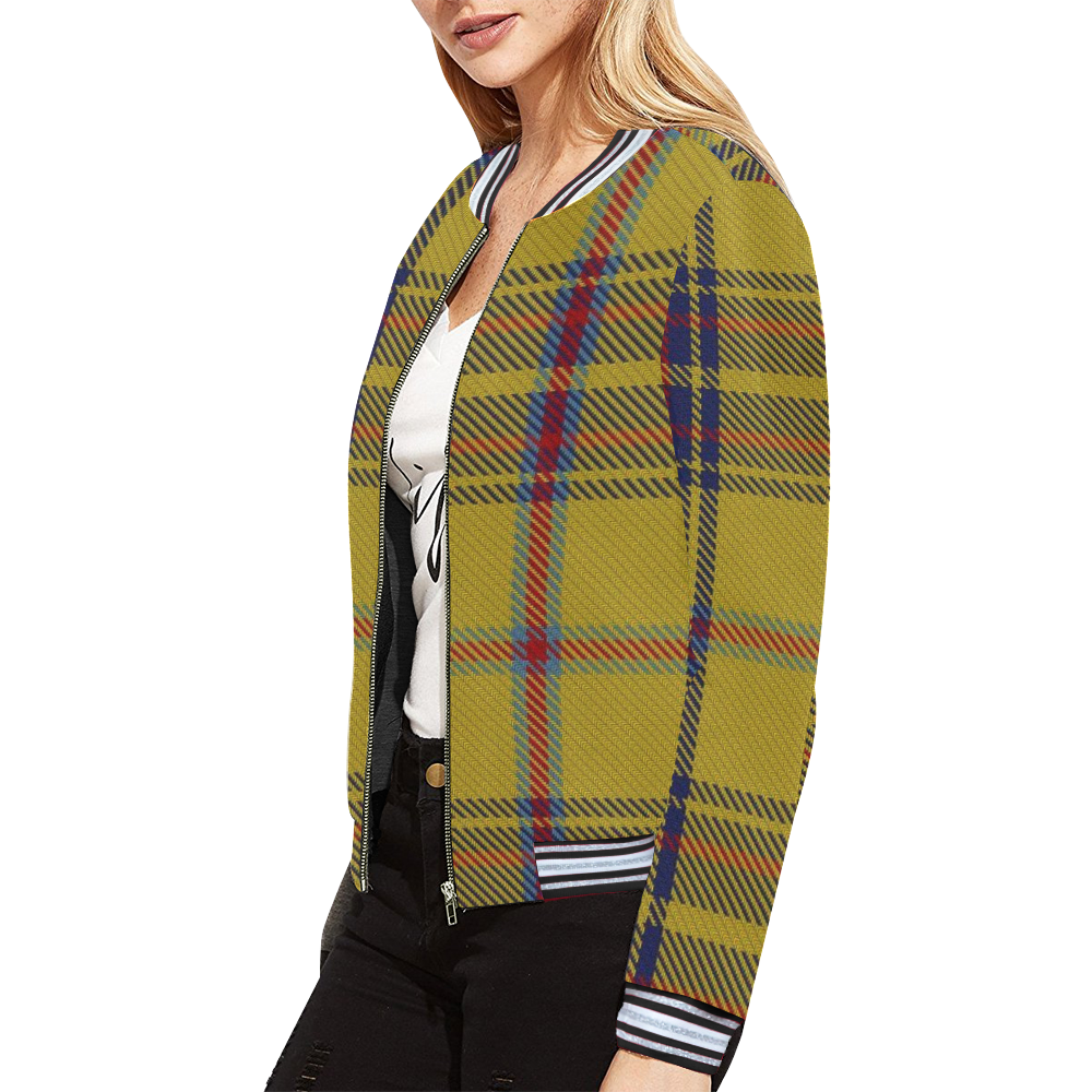 Tartan Red And Blue Plaid Women's Bomber Jacket