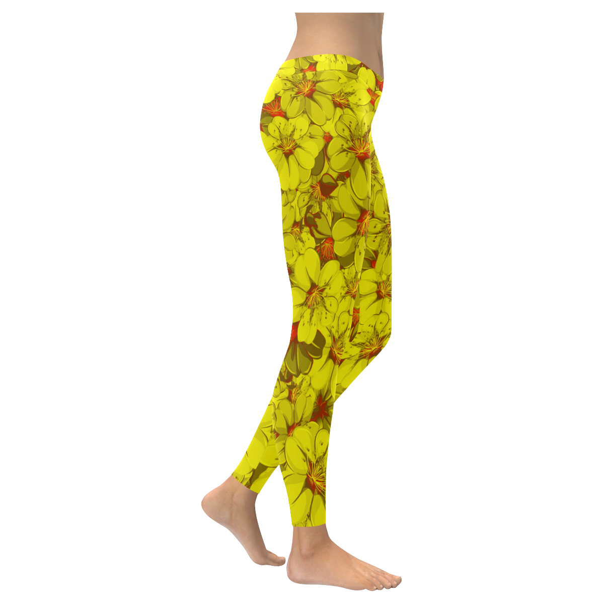 Yellow Flower Print Men's Leggings main image 0