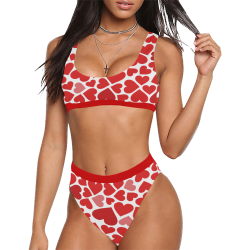 love hearts Sport Top & High-Waisted Bikini Swimsuit (Model S07)